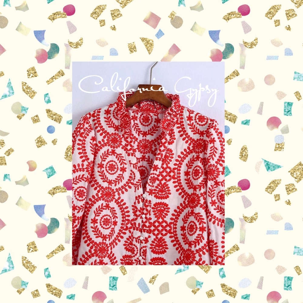 Embroidered Bohemian Floral Blouse - Picture 2 of 14
